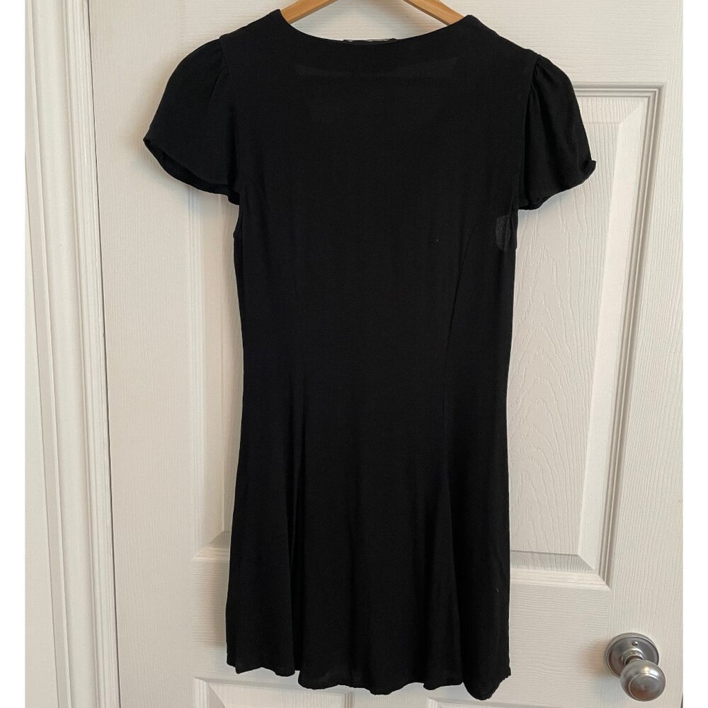 Reformation Black Flutter Sleeve Mini Dress Size 4 - Picture 2 of 9
